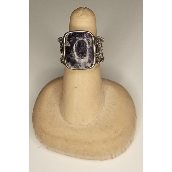 316L Stainless Steel Silver Tone Purple Stone Look Ring Size‎ 7 (10c2) - Picture 7 of 9